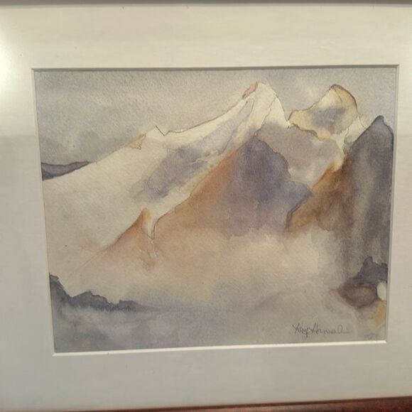Art Watercolor Pastel Mountain Range Framed Signed Kay Hannah - Picture 2 of 12